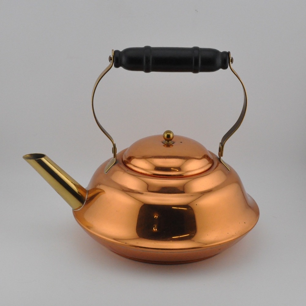 Coppercraft Guild Tea Kettle OS Copper Good Vintage Brass Wood Handle Taunton MA